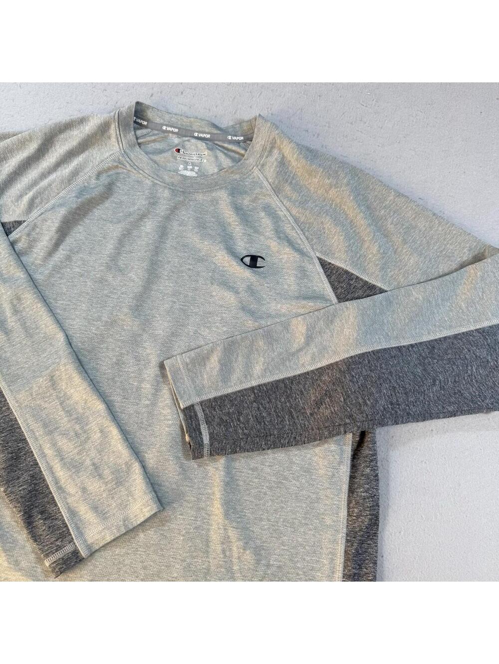 Champion Sweatshirt Mens L Gray Vapor‎ Powertrain Long Sleeve Performance
